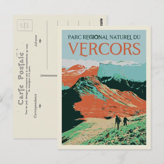 Regionalpark Vercors farbige Abbildung Frankreich Postkarte (Vorne/Hinten)