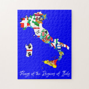 Regions of Italy Flags Map, Italian, Educational