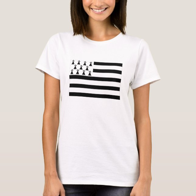 Regionsflagge Bretagne Bretagne Frankreich T-Shirt (Vorderseite)
