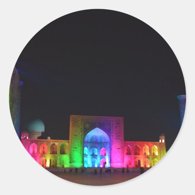 Registan Square Samarkand At Night Sticker (Vorderseite)