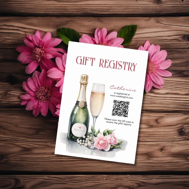 Register für Perlen und Prosecco-Brautpartys Begleitkarte (Von Creator hochgeladen)