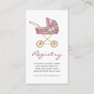Register für Vintage RollflorBaby-Dusche in Rosa Begleitkarte