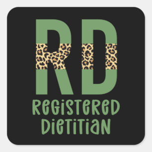 Registered Dietitian Cheetah print RD Gifts Quadratischer Aufkleber