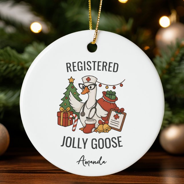 Registered Jolly Goose Custom Nurse Weihnachten Keramik Ornament (Von Creator hochgeladen)