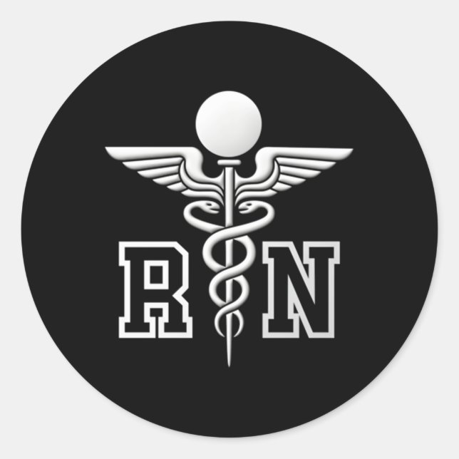 Registered Nurse Caduceus Medical Symbol Runder Aufkleber (Vorderseite)