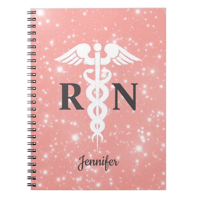 Registered Nurse Caduceus Pink Personalized Notizblock (Vorderseite)