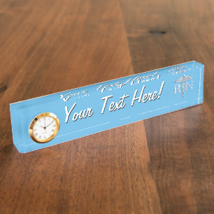 Registered Nurse RN Caduceus auf Baby Blue Decor Namensplakette