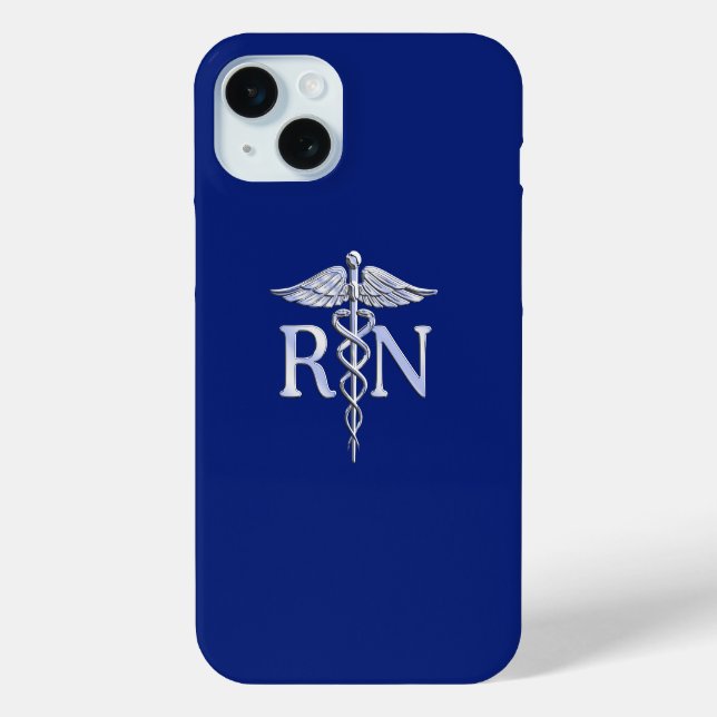 Registered Nurse RN Caduceus auf Blue Decor Case-Mate iPhone Hülle (Rückseite)