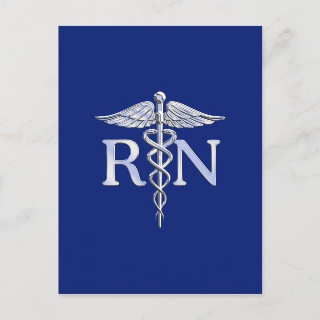 Registered Nurse RN Caduceus auf Navy Blue Decor Postkarte (Vorderseite)