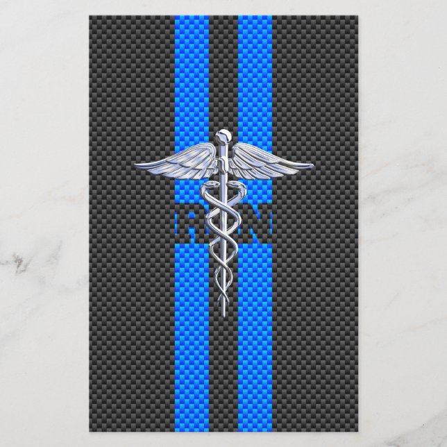 Registered Nurse RN Caduceus Carbon Fibre Decor Briefpapier (Vorderseite)