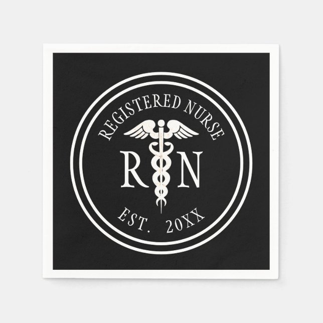 Registered Nurse RN Caduceus Graduation Party Serviette (Vorderseite)