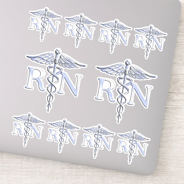 Registered Nurse RN Caduceus Schlangen auf schwarz Aufkleber (Detail)
