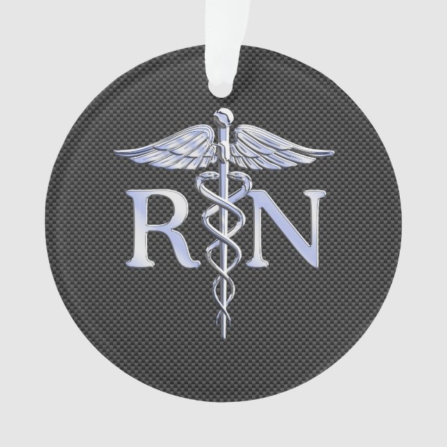 Registered Nurse RN Caduceus Snakes Black Carbon Ornament (Vorderseite)