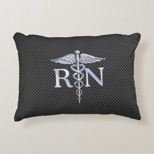 Registered Nurse RN Caduceus Snakes Carbon Zierkissen (Vorderseite)