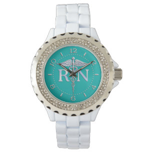 Registered Nurse RN Caduceus Watch auf Türkis Armbanduhr