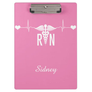 Registered Nurse (RN) EKG Caduceus Symbol Clipboar Klemmbrett