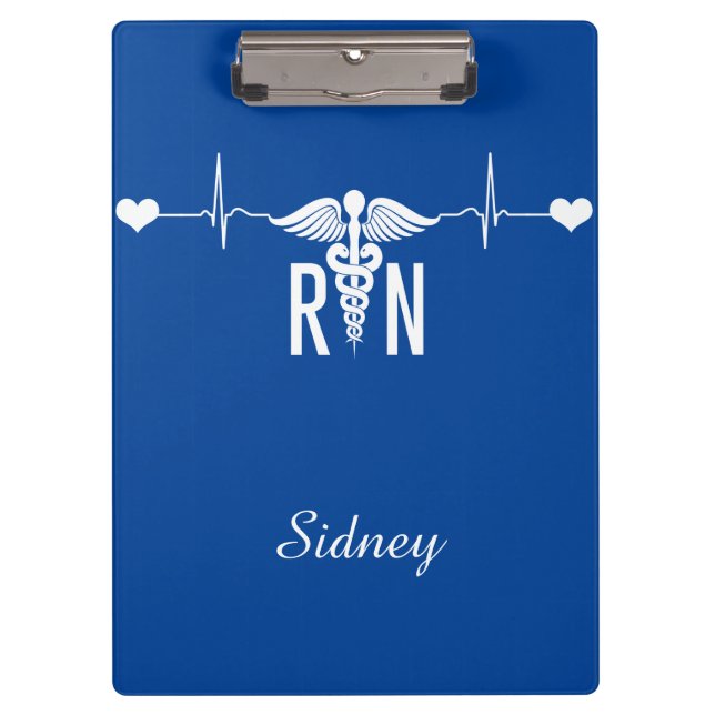Registered Nurse (RN) EKG Caduceus Symbol  Klemmbrett (Vorderseite)