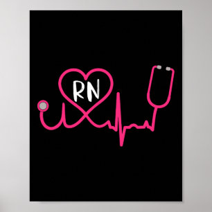 Registered Nurse Rn Ekg Stethoscope Heartbea Poster