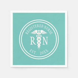 Registered Nurse RN Medical Aquamarin Graduation P Serviette