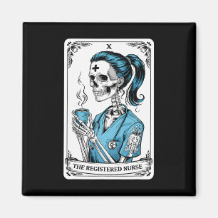 Registered Nurse Tarot Card Skeleton Nurse Hallowo Magnet