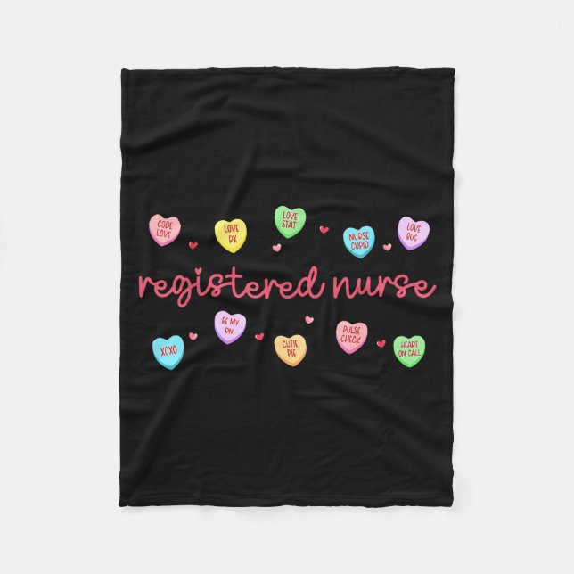 Registered Nurse Valentines Candy Heart Healthcare Fleecedecke (Vorderseite)