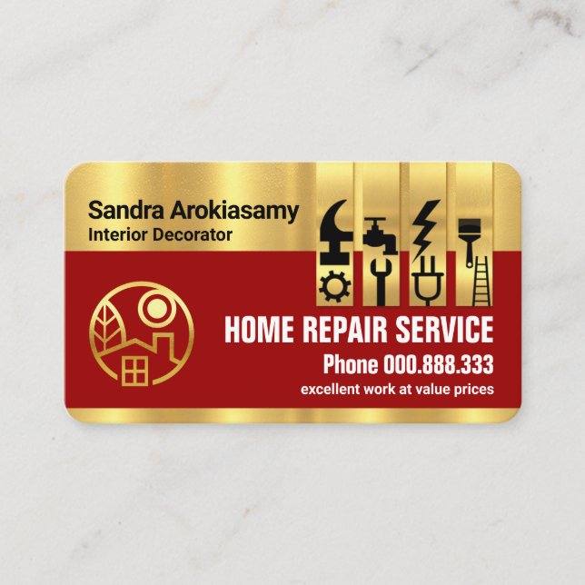 Registerkarte "atemberaubend Gold Handyman Tools" Visitenkarte (Vorderseite)