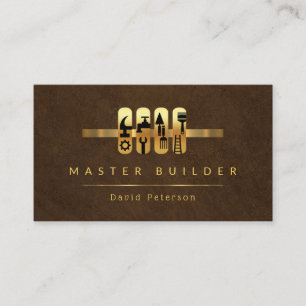 Registerkarte "Elegante Brown Grunge Gold Tools" Visitenkarte