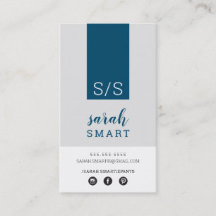 Registerkarte MONOGRAM INITIALS Moderne Marine gra Visitenkarte