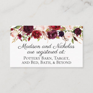 Registre Mariage marsala et rose Insérez les carte