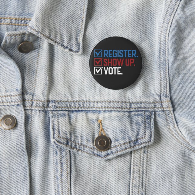 Registrieren Sie sich, erscheinen Sie, stimmen Sie Button (Beispiel)