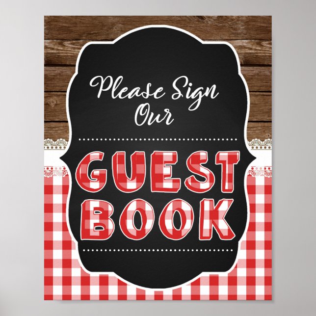 Registrieren Sie unser Gästebuchsign #2 - Red Baby Poster (Vorne)