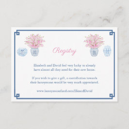 Registriernummer Chinoiserie Navy Blue Pink Polter Begleitkarte