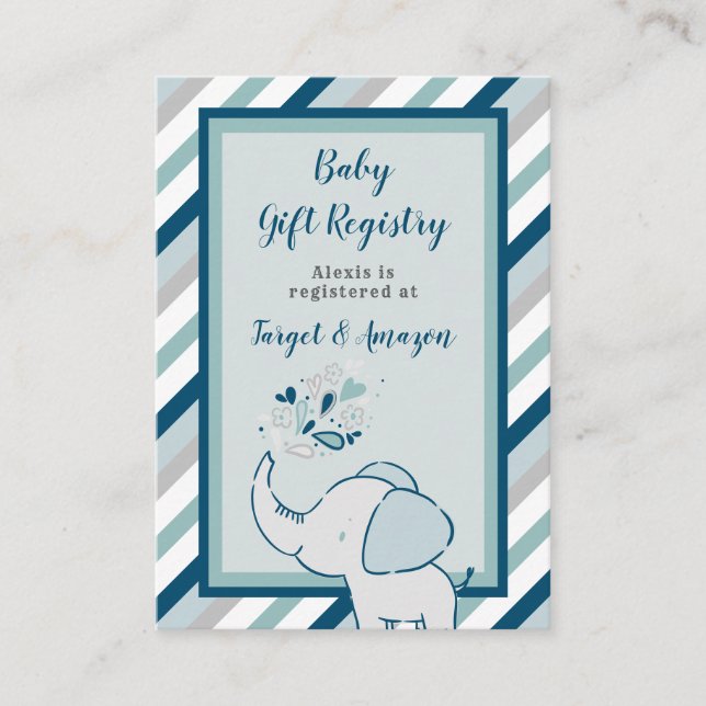 Registriernummer für Baby-Duschgeschenke für Navy  Begleitkarte (Vorderseite)
