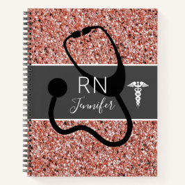 Registriert Krankenpflege Medical Rose Gold Glitze Notizbuch