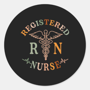 Registriert Krankenpflege Retro Medical Nursing Rn Runder Aufkleber