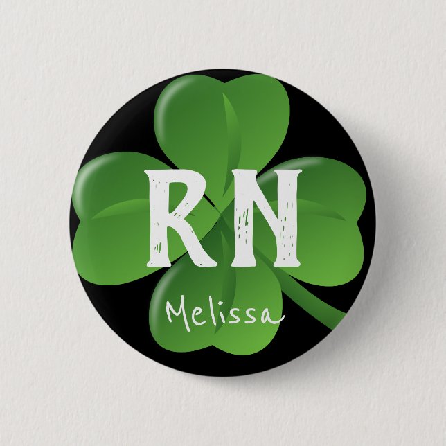Registriert Krankenpfleger St Patricks Day Lucky K Button (Vorderseite)
