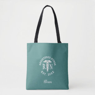 Registriert Krankenschwester Caduceus Aquamarin Wh Tasche