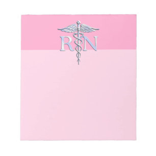 Registriert Krankenschwester RN Caduceus auf Paste Notizblock