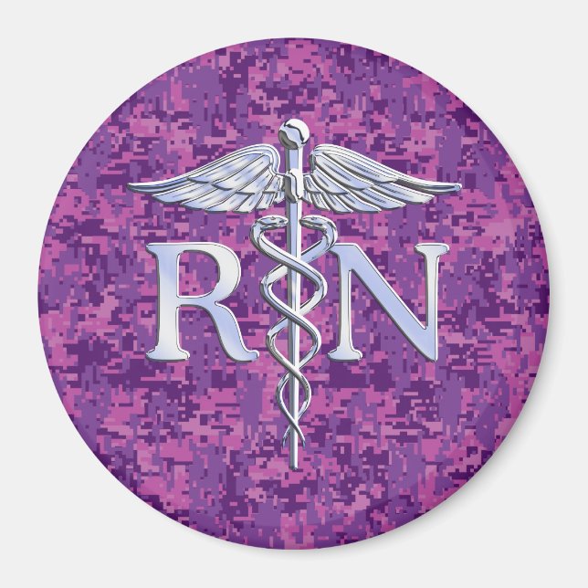 Registriert Krankenschwester RN Caduceus auf Pink  Magnet (Vorne)