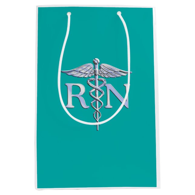 Registriert Krankenschwester RN Caduceus auf Vibra Mittlere Geschenktüte (Vorderseite)