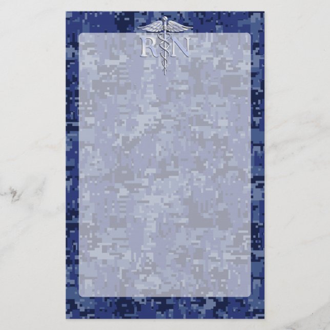 Registriert Krankenschwester RN Silver Caduceus au Briefpapier (Vorderseite)