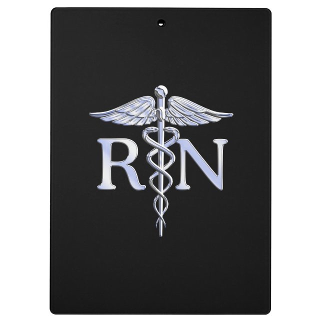 Registriert Krankenschwester RN Silver Caduceus au Klemmbrett (Rückseite)