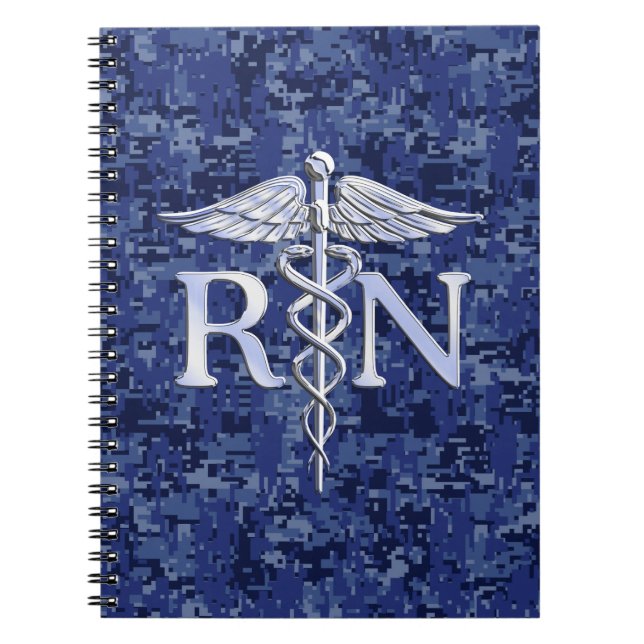 Registriert Krankenschwester RN Silver Caduceus au Notizblock (Vorderseite)