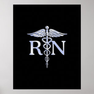 Registriert Krankenschwester RN Silver Caduceus au Poster