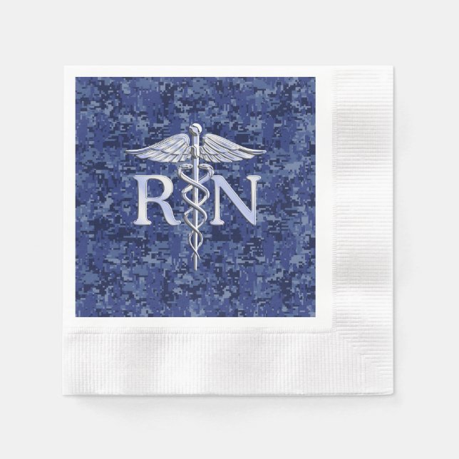 Registriert Krankenschwester RN Silver Caduceus au Serviette (Vorderseite)