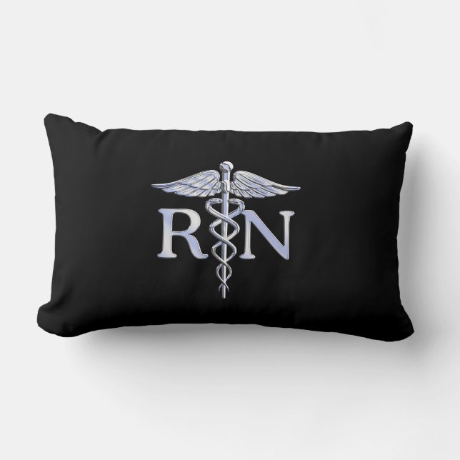 Registriert Krankenschwester RN Silver Caduceus Sn Lendenkissen (Vorderseite)