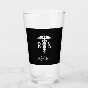 Registriert Krankenversicherung Caduceus Schwarz-w Glas