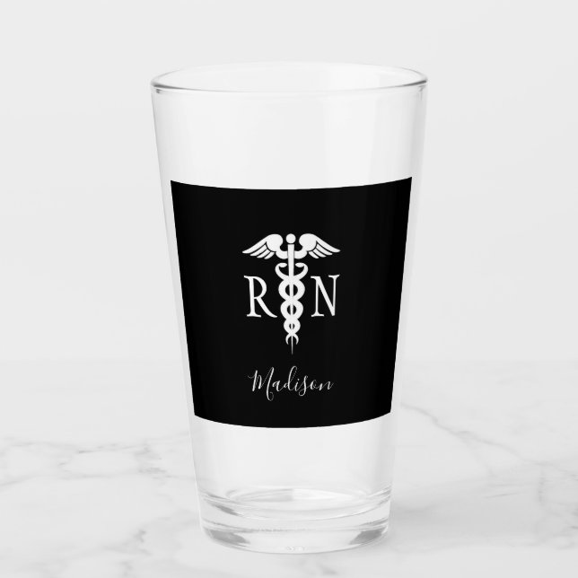 Registriert Krankenversicherung Caduceus Schwarz-w Glas (Vorderseite)