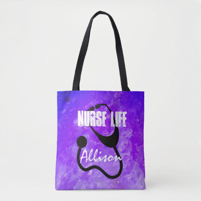 Registriert Nirse Stethoscope Cooles Lila Design Tasche (Vorderseite)