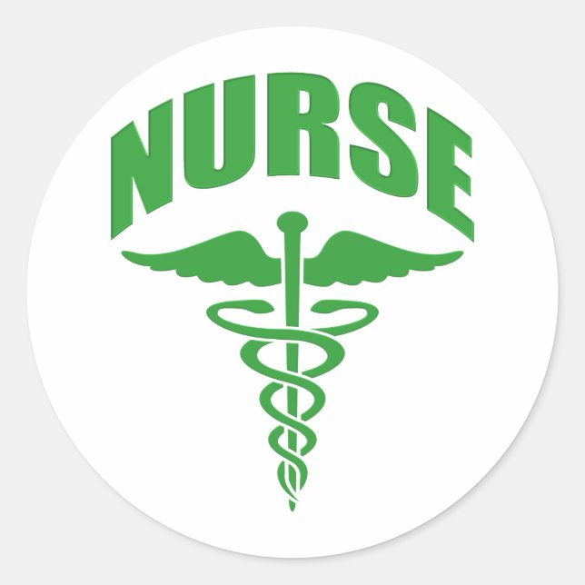 Registriert Nurse Caduceus Green Runder Aufkleber (Vorderseite)